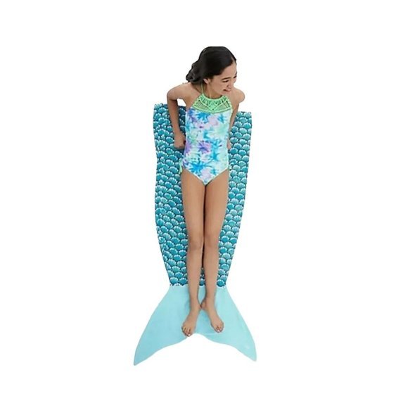 Justice Girl's Step-in MERMAID‎ Towel in Aqua Color NEW - Picture 2 of 4
